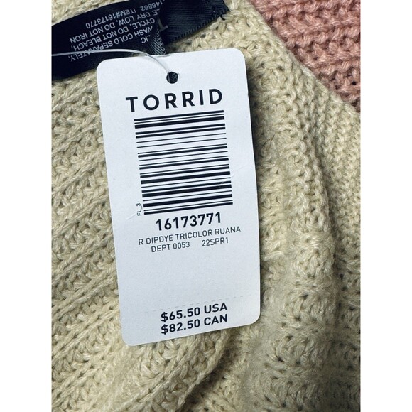 Torrid New Ruana Knit Tricolor Dip Dye Size OS Wrap Ombre Open Front Sweater - Picture 3 of 3